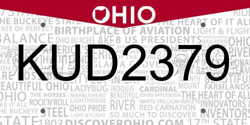 KUD2379 Ohio License Plate
