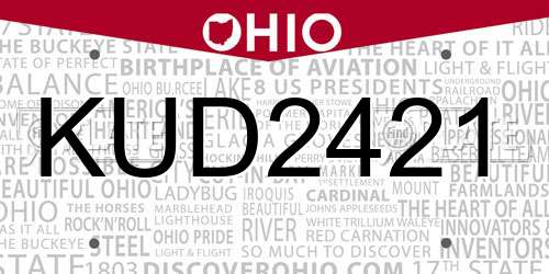KUD2421 Ohio License Plate