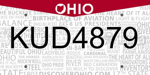 KUD4879 Ohio License Plate