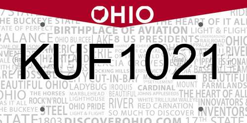 KUF1021 Ohio License Plate
