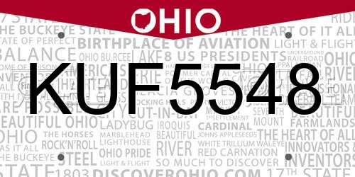 KUF5548 Ohio License Plate