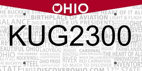 KUG2300 Ohio License Plate