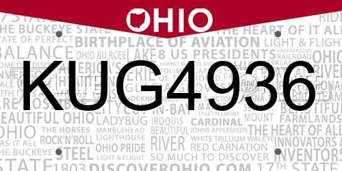 KUG4936 Ohio License Plate