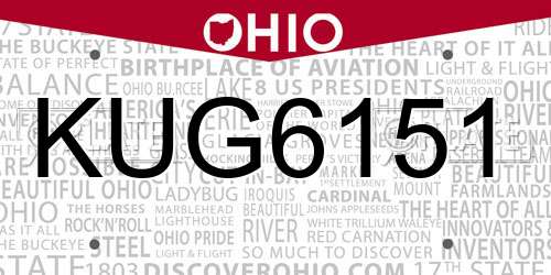 KUG6151 Ohio License Plate