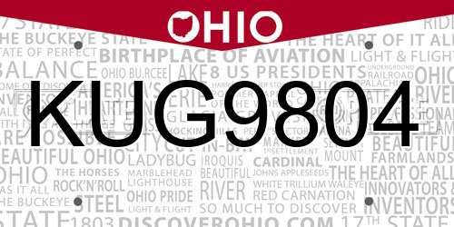 KUG9804 Ohio License Plate