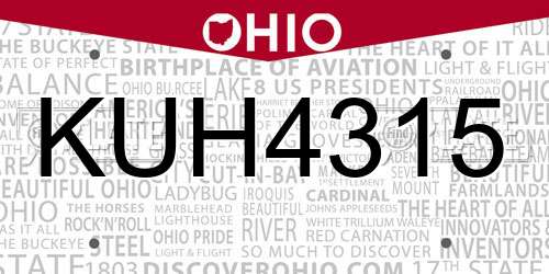 KUH4315 Ohio License Plate