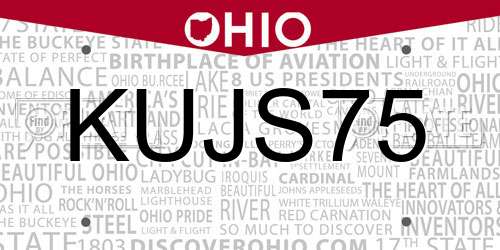 KUJS75 Ohio License Plate