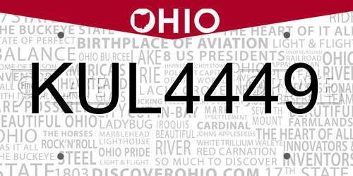 KUL4449 Ohio License Plate