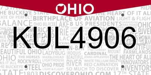 KUL4906 Ohio License Plate