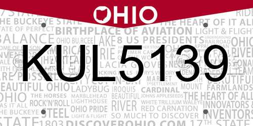 KUL5139 Ohio License Plate