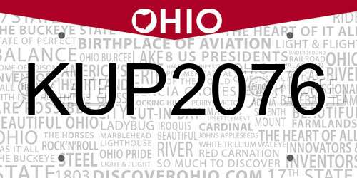 KUP2076 Ohio License Plate