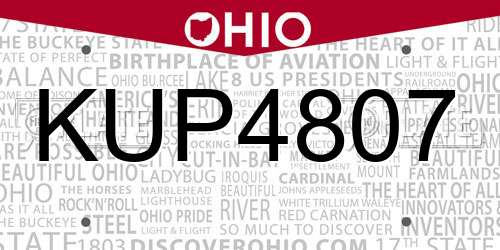 KUP4807 Ohio License Plate