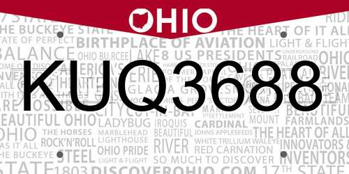 KUQ3688 Ohio License Plate