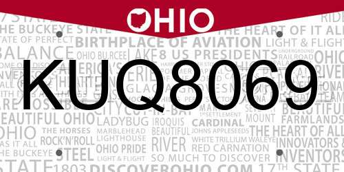 KUQ8069 Ohio License Plate