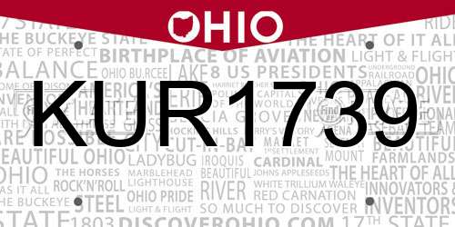 KUR1739 Ohio License Plate