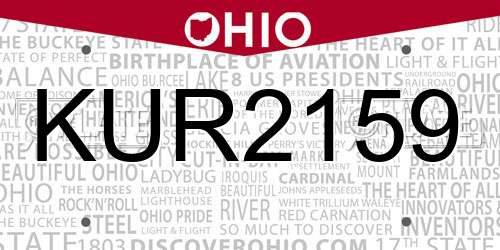 KUR2159 Ohio License Plate