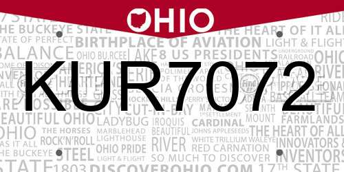 KUR7072 Ohio License Plate