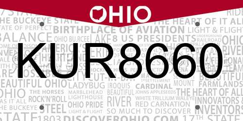 KUR8660 Ohio License Plate