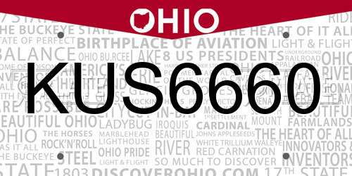KUS6660 Ohio License Plate