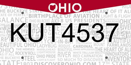 KUT4537 Ohio License Plate