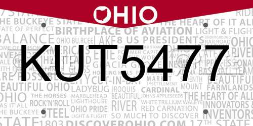 KUT5477 Ohio License Plate