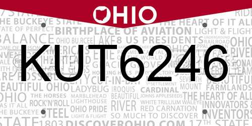 KUT6246 Ohio License Plate