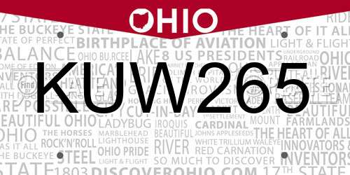 KUW265 Ohio License Plate