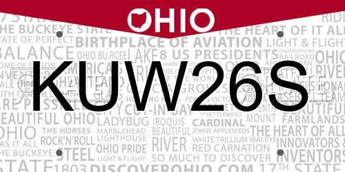 KUW26S Ohio License Plate