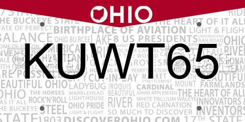 KUWT65 Ohio License Plate
