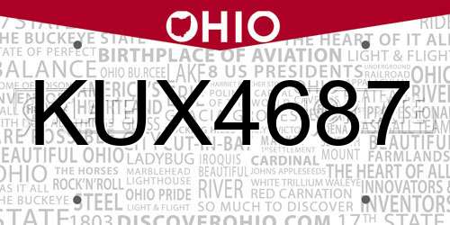 KUX4687 Ohio License Plate