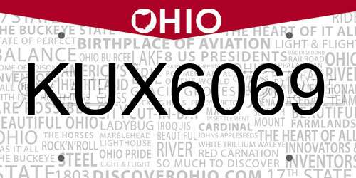 KUX6069 Ohio License Plate