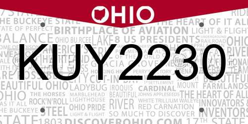KUY2230 Ohio License Plate