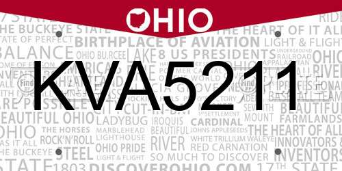 KVA5211 Ohio License Plate