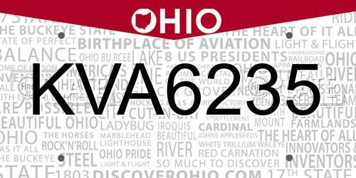 KVA6235 Ohio License Plate