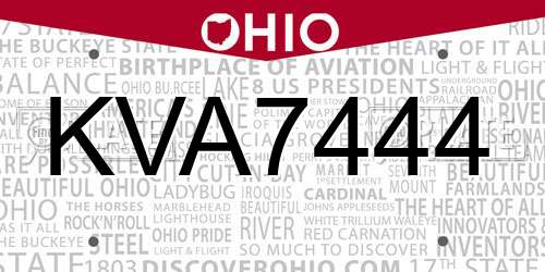 KVA7444 Ohio License Plate
