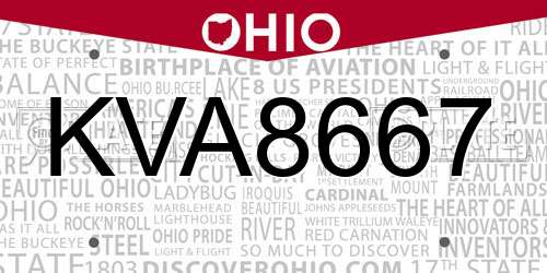 KVA8667 Ohio License Plate