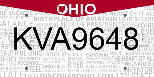 KVA9648 Ohio License Plate