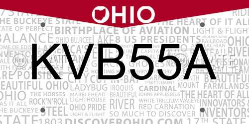 KVB55A Ohio License Plate