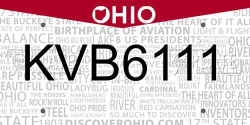 KVB6111 Ohio License Plate