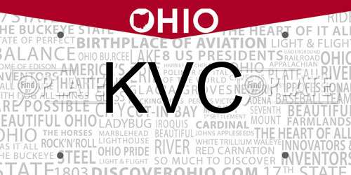 KVC Ohio License Plate