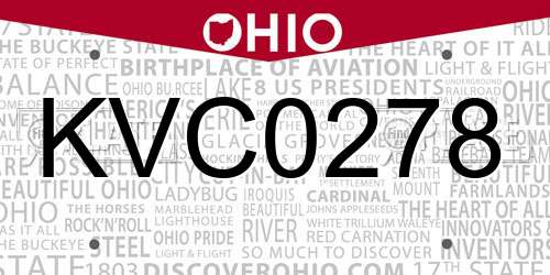 KVC0278 Ohio License Plate