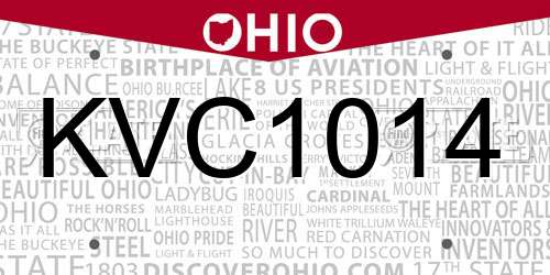 KVC1014 Ohio License Plate