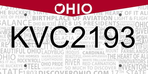 KVC2193 Ohio License Plate