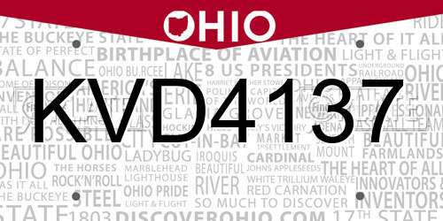 KVD4137 Ohio License Plate