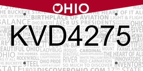 KVD4275 Ohio License Plate
