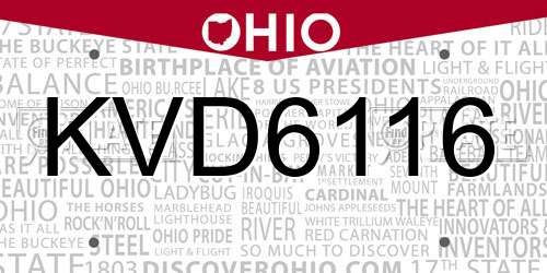 KVD6116 Ohio License Plate