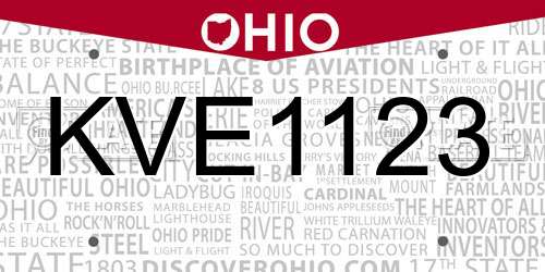 KVE1123 Ohio License Plate