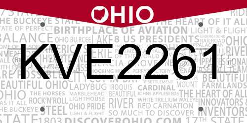KVE2261 Ohio License Plate