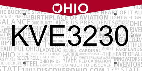 KVE3230 Ohio License Plate