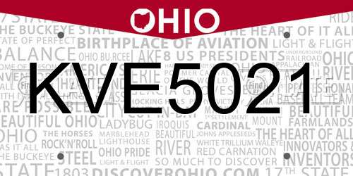 KVE5021 Ohio License Plate